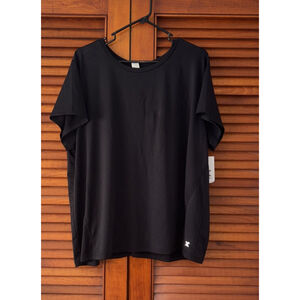 Xersion Tops For Women 2X Short Sleeve Tee Mesh Quick-Dri Stretch Black NWT